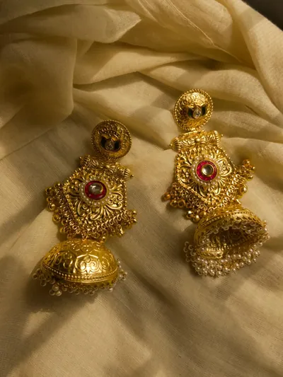 Golden brass jhumka