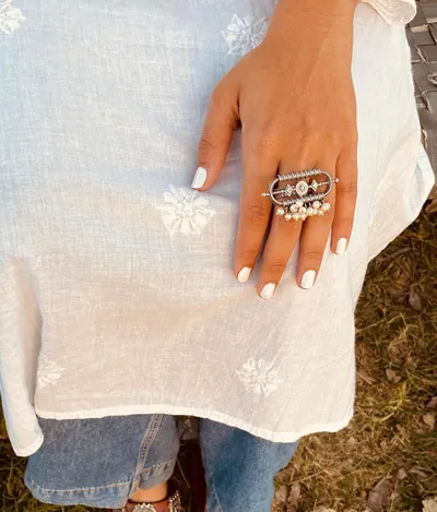 Pearl brass ring