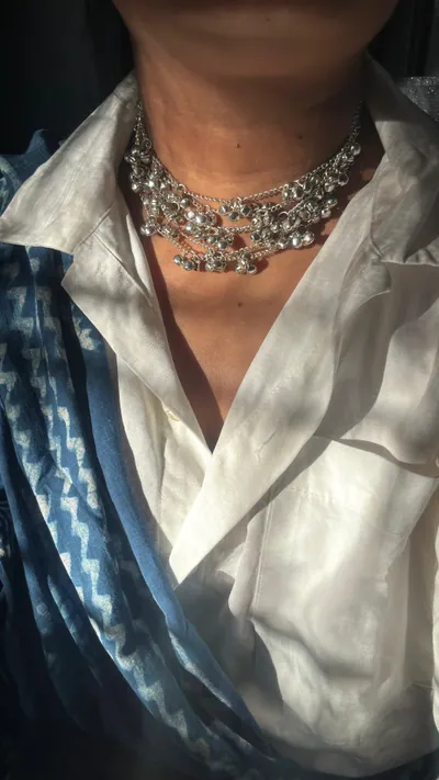 Ghoongroo silver choker